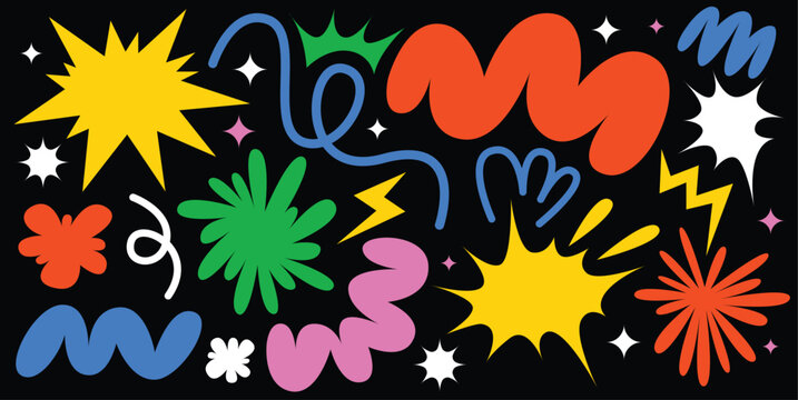 Naklejki Set of abstract groovy shape element vector collection