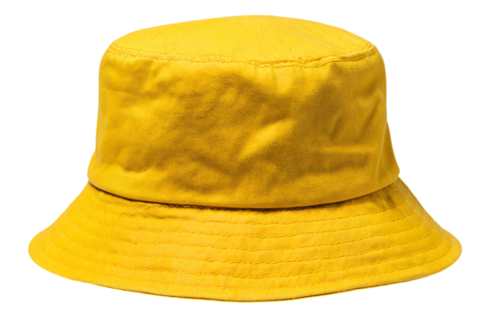 Yellow bucket hat isolated on transparent background