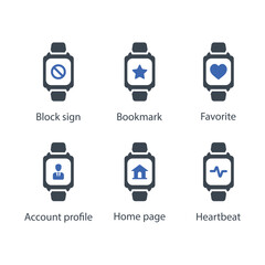 Block sign, Bookmark, Favourite, Account profile, Home page, Heartbeat, icon