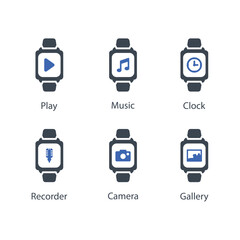 Play, Music, Clock, Recorder, Camera, Gallery, icon