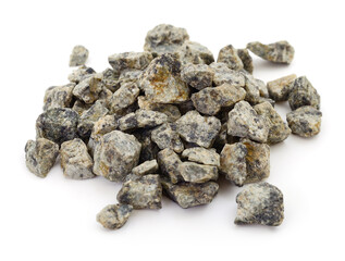 Pile of gray gravel isolated.