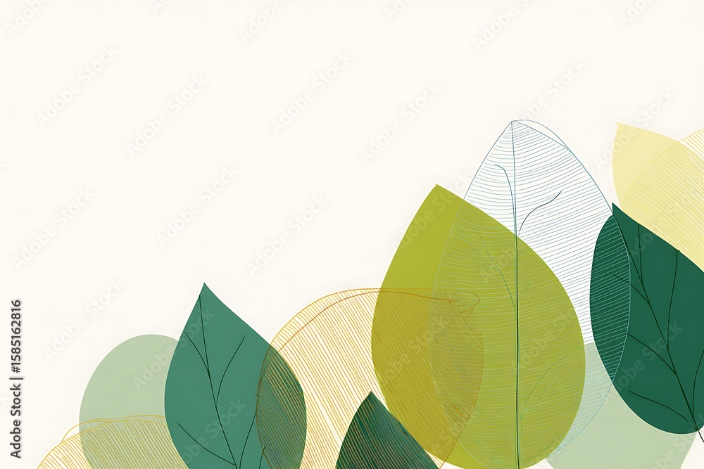 Poster a beautiful arrangement of abstract stylized leaves with delicate vein patterns creates a clean and 