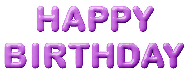 3D画像_風船_HAPPY BIRTHDAY_紫