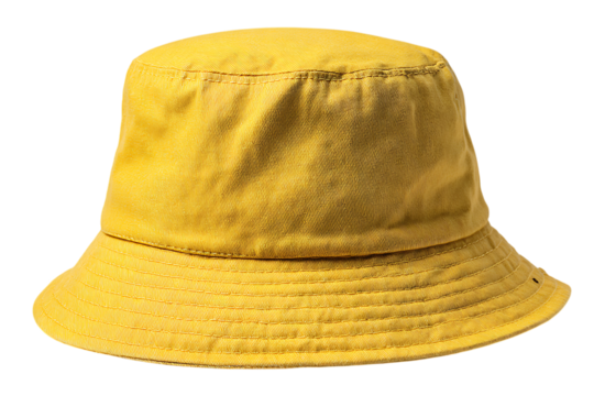 Yellow bucket hat isolated on transparent background