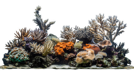 coral reefs in the sea on transparent background