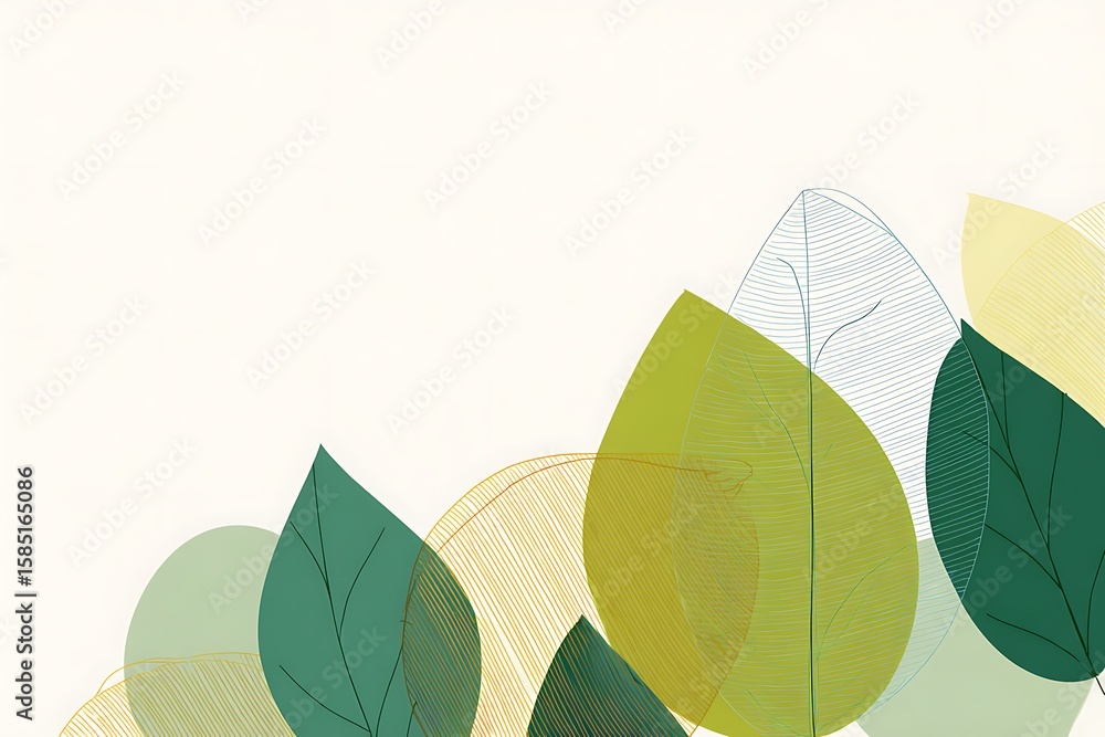 Poster a beautiful arrangement of abstract stylized leaves with delicate vein patterns creates a clean and 