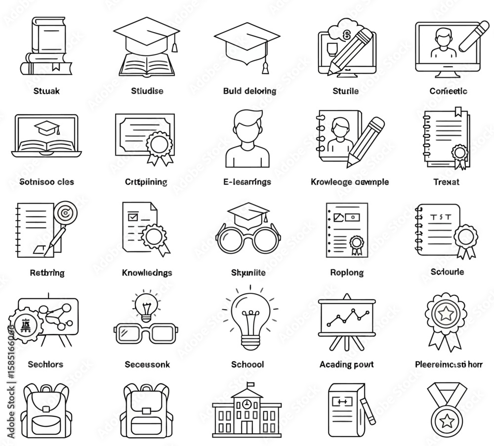 Poster stack of books icon with line art style for education and learning