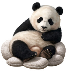 Baby panda bear sitting peacefully with distinctive markings