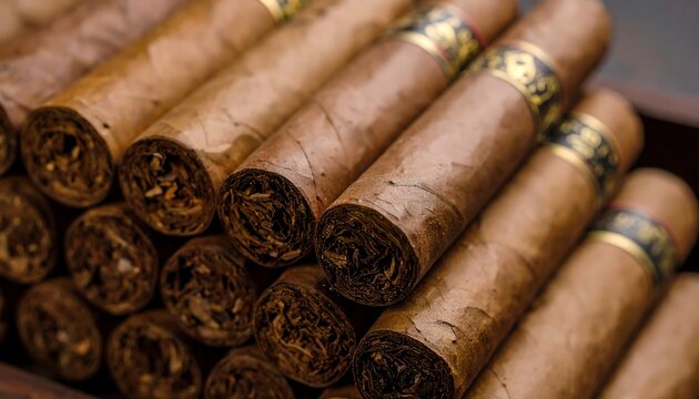Close-up of stacked cigars