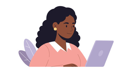 Black female colleague in flat vector style
