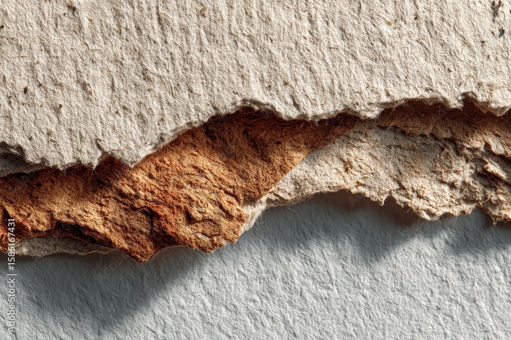 Poster abstract split of tan and brown textures create a visual study of surface contrast and tone, present