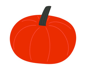 Colorful pumpkin in flat simple style. Isolated transparent element for harvest or autumn design.