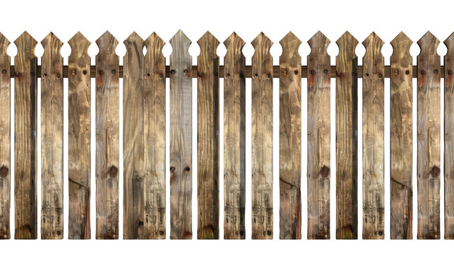 Wooden fence on transparent background