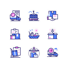 Logistics - colorful line design style icons set