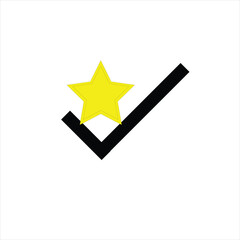 Yellow star on black check mark graphic