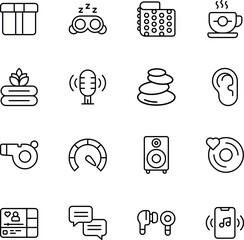 Asmr icon vector set. Autonomous sensory meridian response, enjoying sounds, whisper and music.