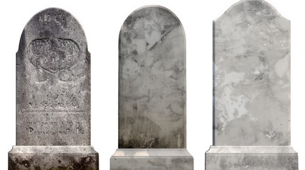 Old Stone Tombstones Isolated on Transparent Background