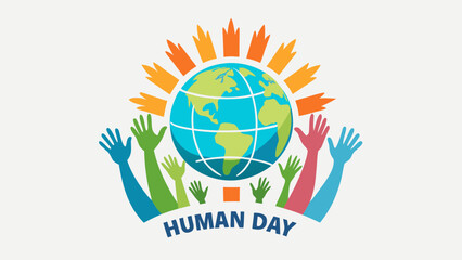 Diverse hands reach up to a vibrant globe symbolizing human unity and global celebration