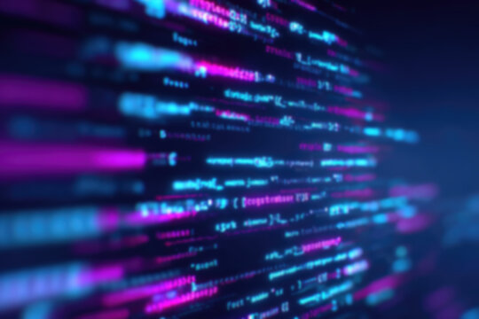 futuristic technology programming script background in blue purple, concept of coding cyber tech