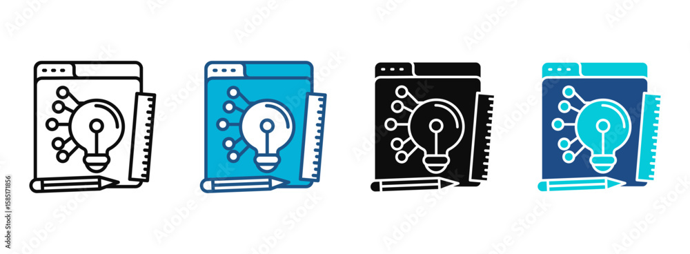Poster technology icon set with multiple styles. vector illustration