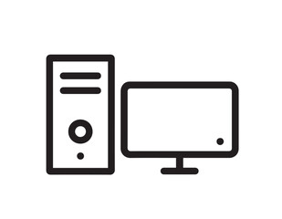 Fototapeta premium Desktop computer tower and monitor icon screen technology