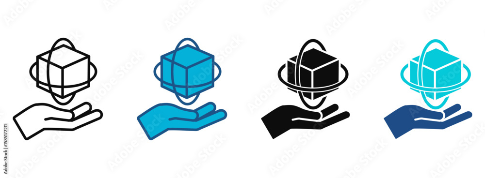 Poster technology icon set with multiple styles. vector illustration