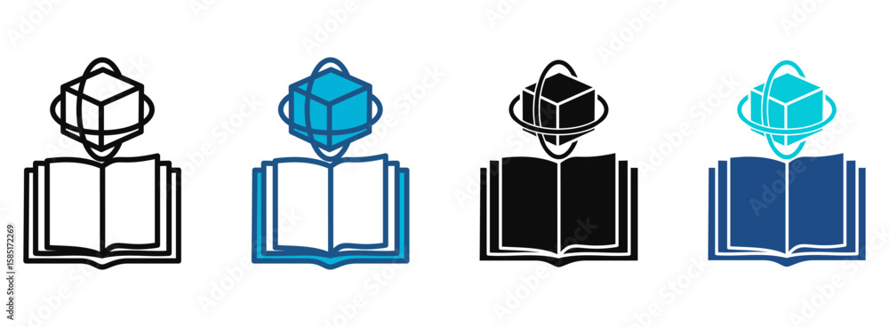 Poster technology icon set with multiple styles. vector illustration