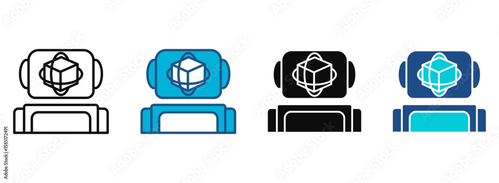 Aufkleber robot icon set with multiple styles. vector illustration