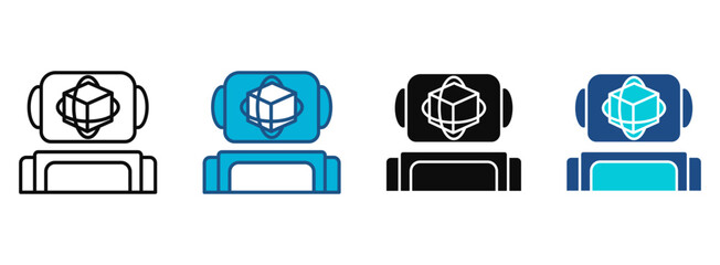 Robot Icon Set With Multiple Styles. Vector Illustration