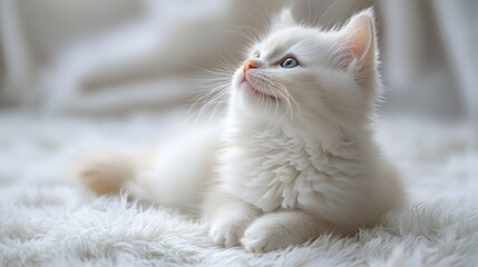 Obraz premium Adorable white Persian kitten in a high key portrait
