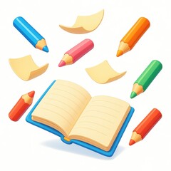 Fun 3D Pencils and Papers in Air. AI Generative.