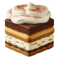 Delicious chocolate layer cake with cream filling between sections