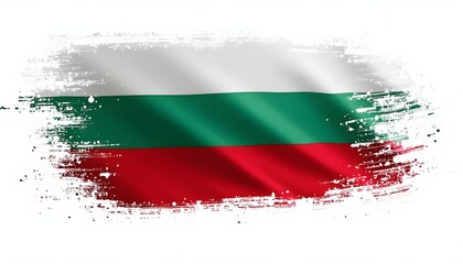 Bulgarian flag design with vibrant colors created using brush strokes on a white background during the day, representing national pride and culture Generative AI