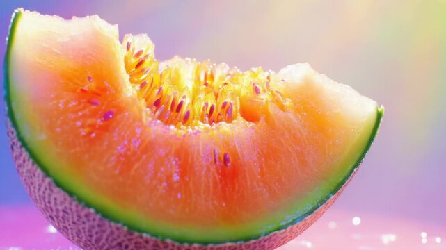 Fresh melon slice on a table, great for still life photography or as a prop in your scene