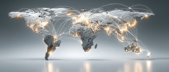 Global Network Connections A 3D World Map Visualization
