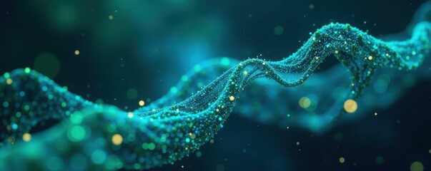 Abstract swirling blue-green data streams Neural network visualization , energy, blue