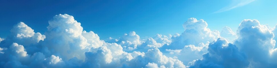 Deep blue canvas, soft cloudscapes painted across , sunny, photography