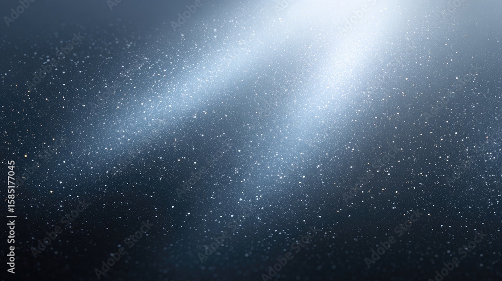 Poster blue abstract background with light rays and floating particles creating a dreamy aesthetic atmosphe
