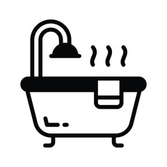 An editable glyph icon of bathtub, easy to edit