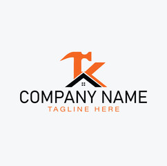 Modern logo combining hammer and house for a construction company.