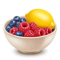 Fresh fruit bowl with mixed berries and seasonal produce