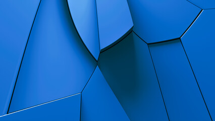 Abstract geometric background of blue polygonal shapes with shadows creating a dynamic and futuristic pattern