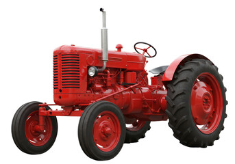 Obraz premium Isolated Vintage Red Tractor Farm Vehicle