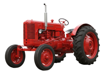 Isolated Vintage Red Tractor Farm Vehicle