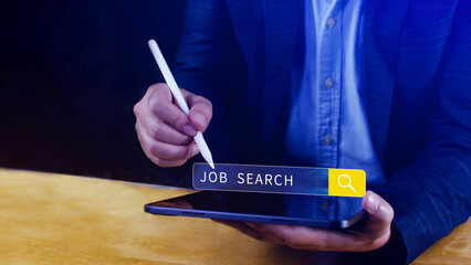Job search concept, find your career, using looking at online website, Concept of career exploration and employment opportunity, Unemployed