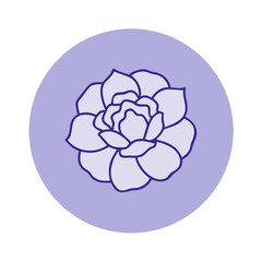 Obraz premium Decorative flower icon on purple background
