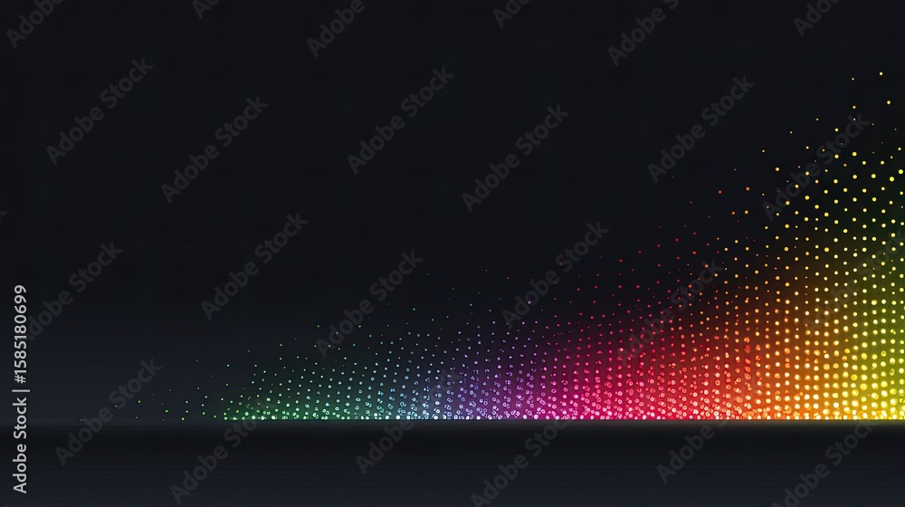 Poster colorful gradient wave with dots on black background for abstract design and digital art