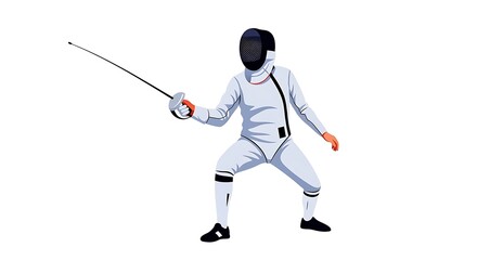 Naklejka premium Fencer in Action Holding Foil Ready to Strike