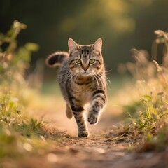 카메라로향해달리는고양이액션사진