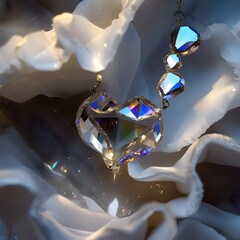 ornate heart shape formed from a cluster of crystals 